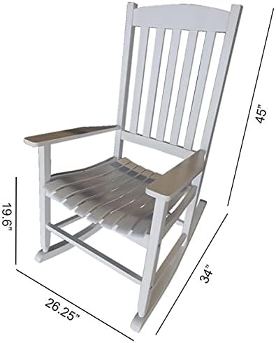 Outdoor Wood Porch Rocking Chair, White Color, Weather Resistant Finish QWE06