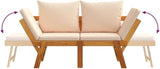 Acacia Wood Garden Bench with Beige Cushions - Photo 8