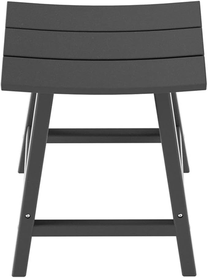 Costaelm All-Weather Bar Stools Set of 2, 24" Height Outdoor Bar Stools, Adirondack Poly Patio Bar Stool for Patio, Deck, Kitchen Counter and Garden, Gray