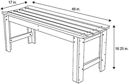 Shine Company Outdoor Wooden Backless Patio Garden Bench, 4 Ft, Eggshell White