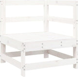 White Rustic Pinewood Outdoor Corner Sofa 24.4"x24.4"x27.8" Modular Patio Couch White Solid Wood Frame Lounge Seating - Photo 2