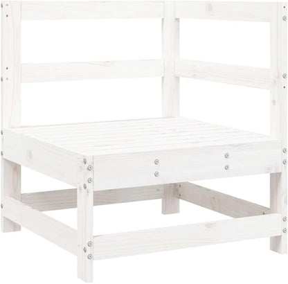 White Rustic Pinewood Outdoor Corner Sofa 24.4"x24.4"x27.8" Modular Patio Couch White Solid Wood Frame Lounge Seating for Balcony Garden Terrace