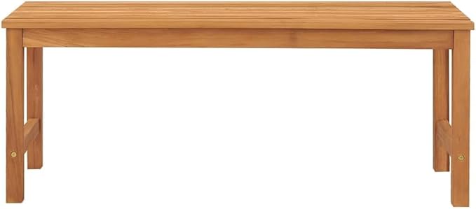 45 inch Brown Solid Teak Garden Bench Patio Seating, Rectangular Outdoor Dining Bench for Garden, Hallway, Deck, Living Room, Accommodates 3 People