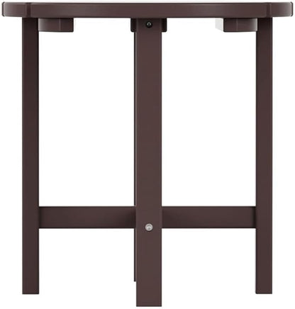 Costaelm Round Outdoor Side Tables, Adirondack Patio Tables for Outside, HDPE Patio End Table Weather Resistant, Balcony Table for Pool, Seaside, Backyard, Porch, Indoor Companion, Dark Brown