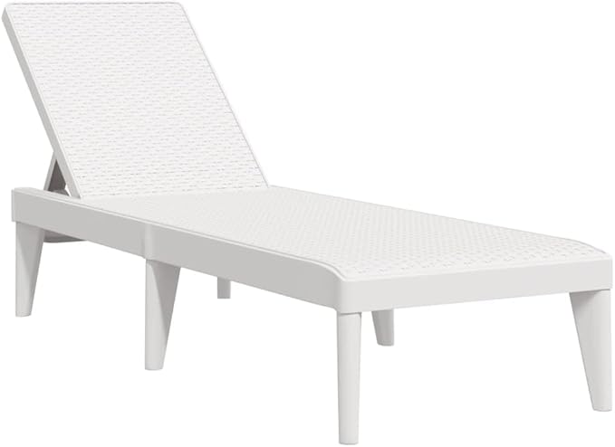 Adjustable White PP Sun Lounger 73.2L x 23.6W Modern Outdoor Chaise with Multi-Position Backrest Lightweight Poolside - Photo 1