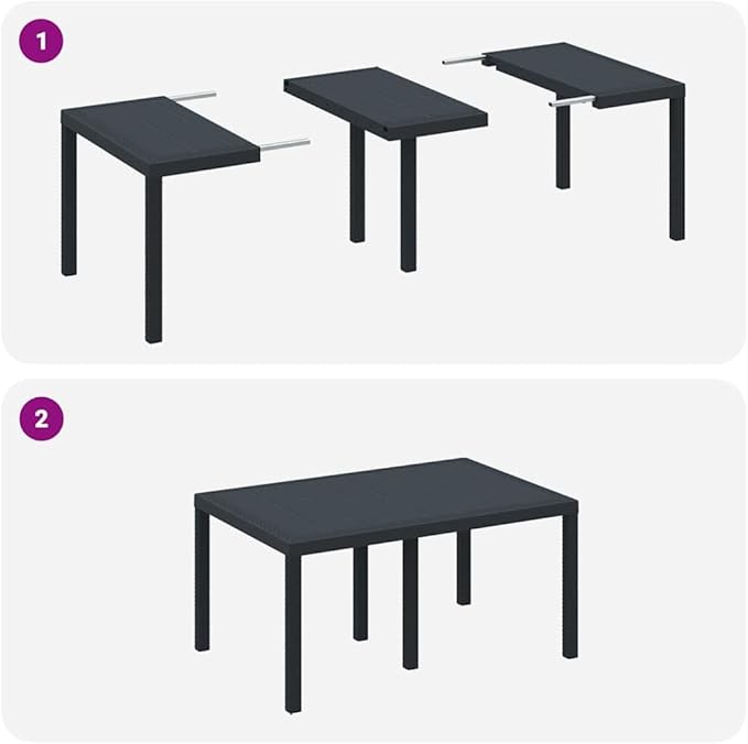 vidaXL Garden Table Anthracite 59.06 x 39.37 x 28.74 in Poly Rattan, Modern Garden Table, Rectangular, Durable Poly Rattan Dining Furniture for Outdoor Patio, Weather-Resistant Seating Area