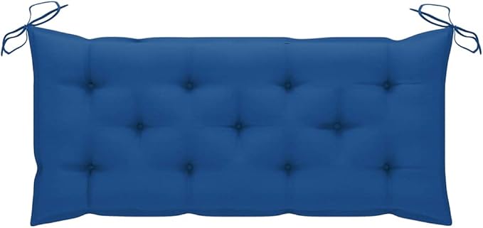 Portable Folding Garden Bench with Blue Cushion and Natural Bamboo Frame, Durable Weather-Resistant Outdoor Furniture for Patio, Balcony, or Backyard, Includes Comfortable