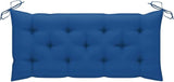 Portable Folding Garden Bench with Blue Cushion and Natural Bamboo Frame - Photo 8