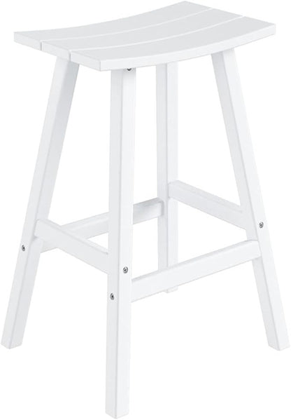 Costaelm All-Weather Outdoor Bar Stools, 29" Height Patio Stools & Bar Chairs, Adirondack Poly Patio Bar Stool for Patio, Deck, Kitchen Counter and Garden, White
