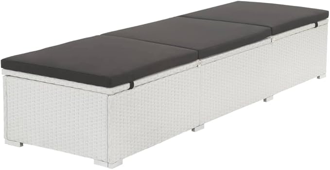 Cushioned Chaise Lounge,Chairs for Outside Patio,Adjustable Lounge Chairs,Outdoor Pool Chaise Lounge Chairs, Sun Lounger with Cushion Poly Rattan White