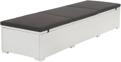 Cushioned Chaise Lounge,Chairs for Outside Patio,Adjustable Lounge Chairs,Outdoor Pool Chaise Lounge Chairs, Sun Lounger with Cushion Poly Rattan White