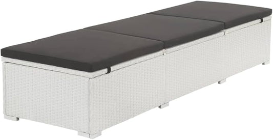Cushioned Chaise Lounge,Chairs for Outside Patio,Adjustable Lounge Chairs,Outdoor Pool Chaise Lounge Chairs, Sun Lounger with Cushion Poly Rattan White