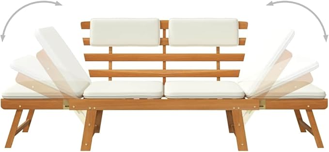 Garden Bench Deck Bench Patio Bench with Cushions 2-in-1 74.8" Solid Acacia Wood - Photo 7