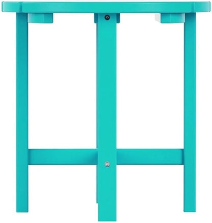Costaelm Round Outdoor Side Tables, Adirondack Patio Tables for Outside, HDPE Patio End Table Weather Resistant, Balcony Table for Pool, Seaside, Backyard, Porch, Indoor Companion, Turquoise