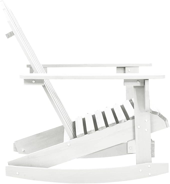 Vintage Wooden Outdoor Rocking Chair White Hardwood Medium Garden Rocking Chair for Balcony Porch Patio Relaxation Comfortable Durable