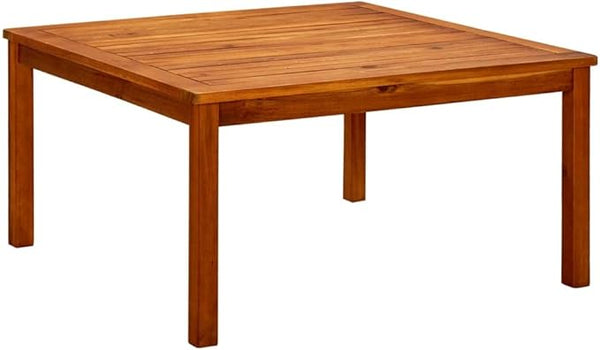 33.5in Solid Acacia Wood Square Coffee Table Oiled Brown Outdoor Patio Dining for Garden Balcony Small Deck Backyard Use - Photo 1