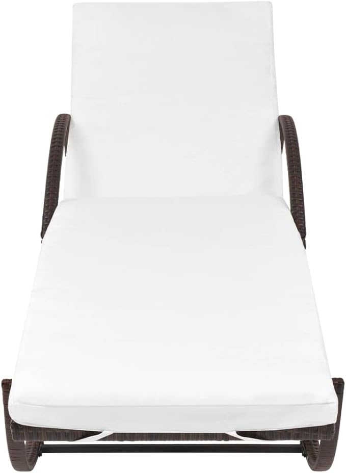 25x76in Adjustable PE Rattan Sun Lounger with Cushion - Photo 4