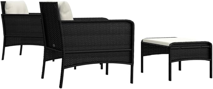 vidaXL Poly Rattan Patio Lounge Set - Five-Piece Garden Furniture Set with Soft Cushions and Sturdy Tabletop - Black and White