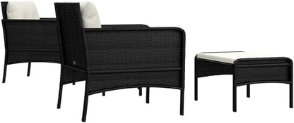 vidaXL Poly Rattan Patio Lounge Set - Five-Piece Garden Furniture Set with Soft Cushions and Sturdy Tabletop - Black and White