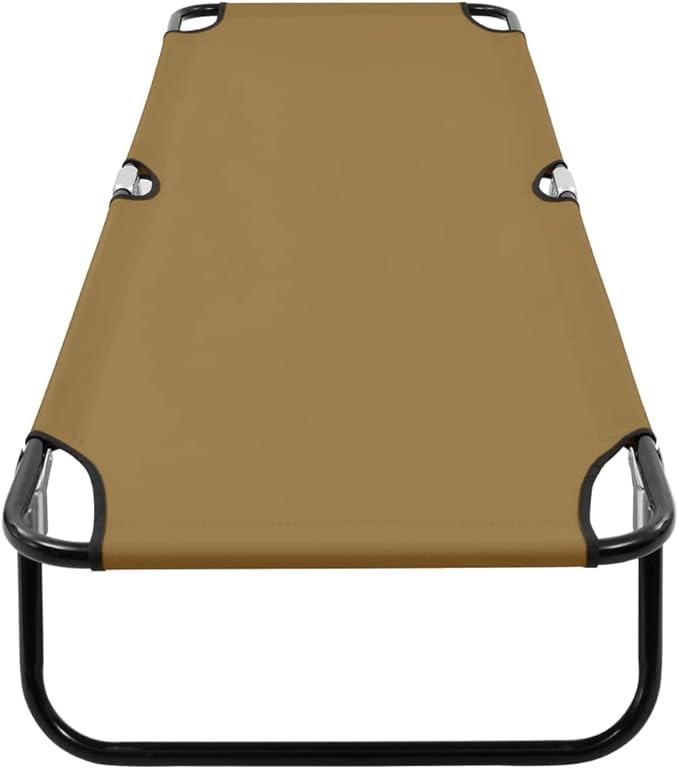 Folding Sun Lounger Taupe with Strong Steel Frame and Comfortable Polyester Fabric, Lightweight Foldable Design for Outdoor Relaxation and Beach