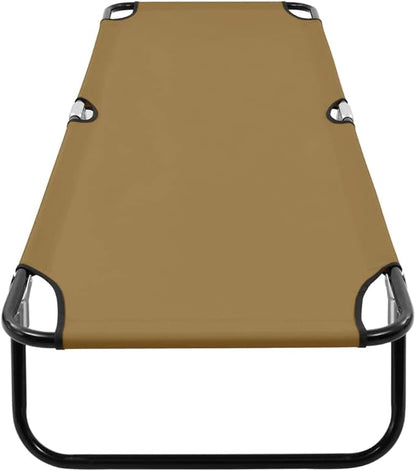 Folding Sun Lounger Taupe with Strong Steel Frame and Comfortable Polyester Fabric, Lightweight Foldable Design for Outdoor Relaxation and Beach