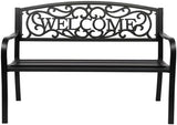 Patio Outdoor Park Loveseat Bench for Garden Porch Deck Made Cast Iron Anti-Rust Aluminum Metal - Photo 8