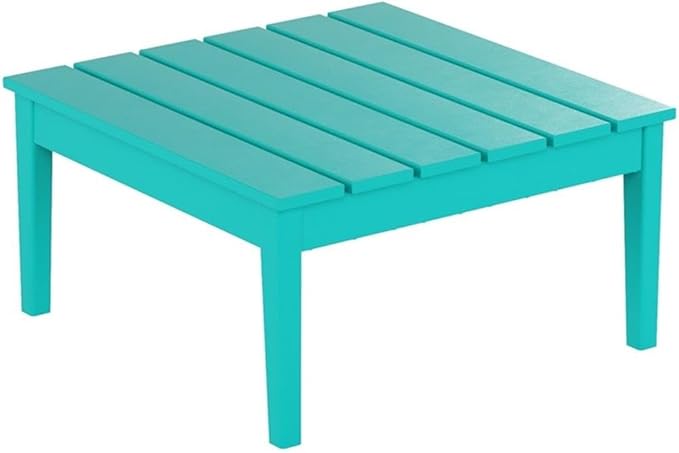 Costaelm Outdoor Side Tables for Patio, Small Patio Conversation Table Weather Resistant Coffee Table, Small Square Outdoor End Tables for Porch, Balcony, Poolside, Turquoise