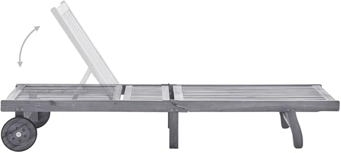 Extra Long Outdoor Patio Lounge Chair, Solid Acacia Wood Chaise with Wheels, Adjustable Backrest - Photo 4