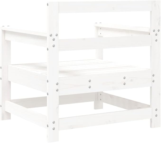 2pc White Solid Pine Outdoor Chair Set 24.4x27.6x27.8 in Rustic Patio Loveseat with Modular Garden Couch Design for Balcony and Backyard Seating