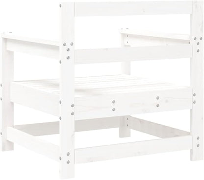2pc White Solid Pine Outdoor Chair Set 24.4x27.6x27.8 in Rustic Patio Loveseat with Modular Garden Couch Design for Balcony and Backyard Seating
