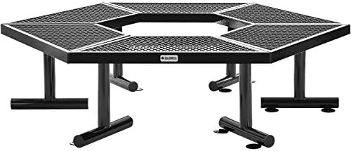 Global Industrial Hexagon Outdoor Tree Bench, Expanded Metal, 73" L x 63" W x 18" H, Black