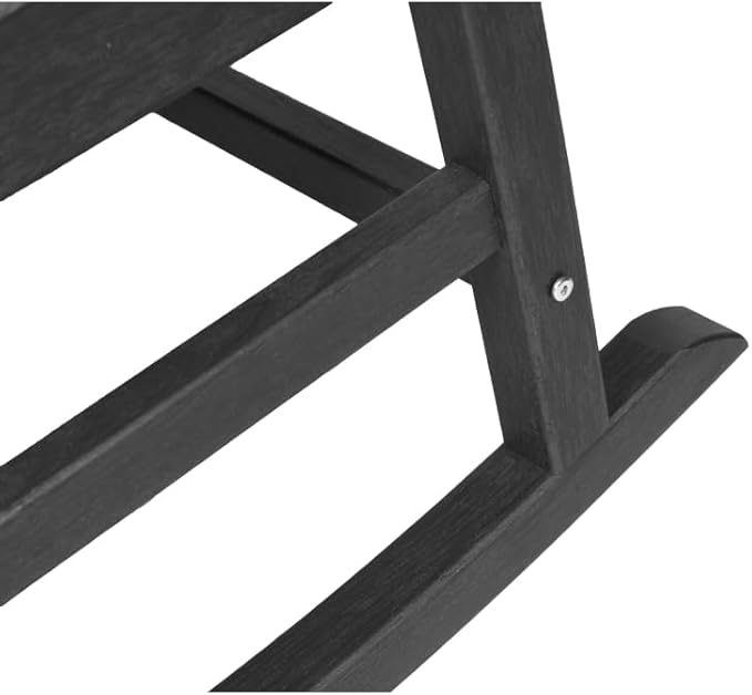 Outdoor Rocking Chair Set with Side Table, 3-Piece Rocking Chair Set with Wood-Texture,All Weather-Resistant,Black (Black + Plastic)