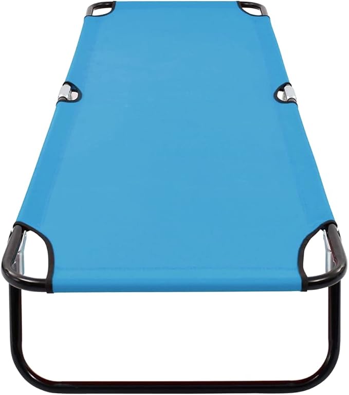 Folding Turquoise Outdoor Chaise Lounge, 74.8" x 22.8" x 11" Powder-Coated Steel, Lightweight Patio Recliner for Beach - Photo 5