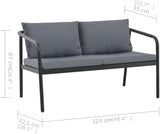 Modern 2-Seater Garden Bench with Aluminum Frame and Light Grey Cushions - Photo 2