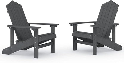 Adirondack Chair Set of 2 HDPE Anthracite 32.7 x 28.7 x 36.2 in Modern Lounge Patio Chairs UV Stable Low Maintenance Folding Chairs for Garden Terrace Balcony