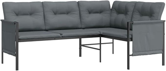 Outdoor Garden Corner Sofa with Comfortable Cushions, Anthracite Metal Patio Furniture for Backyard, Balcony, Terrace, 5-Person Seating Capacity