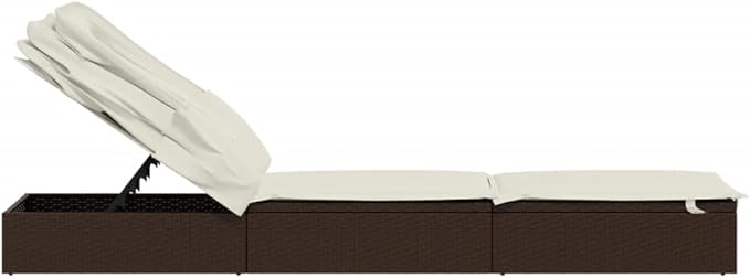 Adjustable Outdoor Chaise Lounge 83.9x24.8x38.2 in Brown PE Rattan - Photo 7