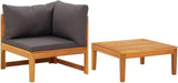 2 Piece Patio Lounge Set with Dark Gray Cushions Acacia Wood Outdoor Chairs Furniture Outdoor Patio Furniture Set - Photo 1