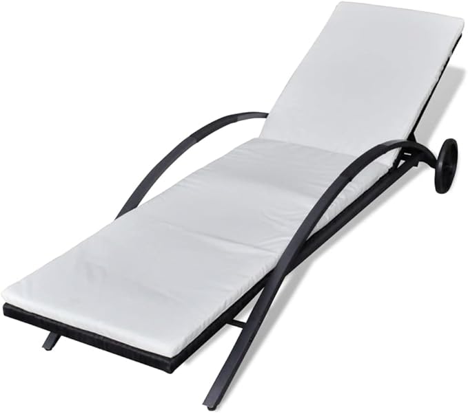 Sun Lounger with Cushion & Wheels - Photo 3