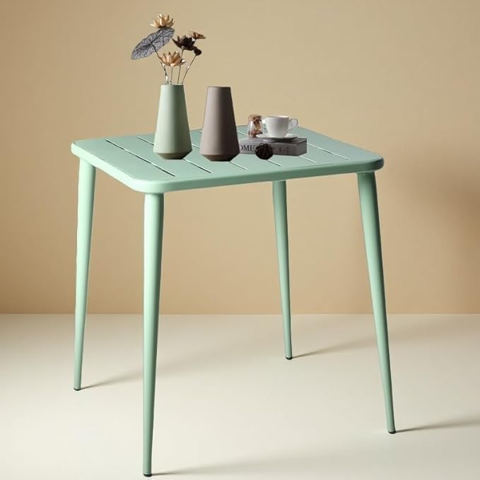 Modern Small Patio Table for Outdoor& Indoor Industrial Metal Bar Table Square Dinner Table for Small Space Working - Photo 1