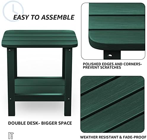 SERWALL Adirondack Table Outdoor Side Table Set of 2- Green - Photo 4