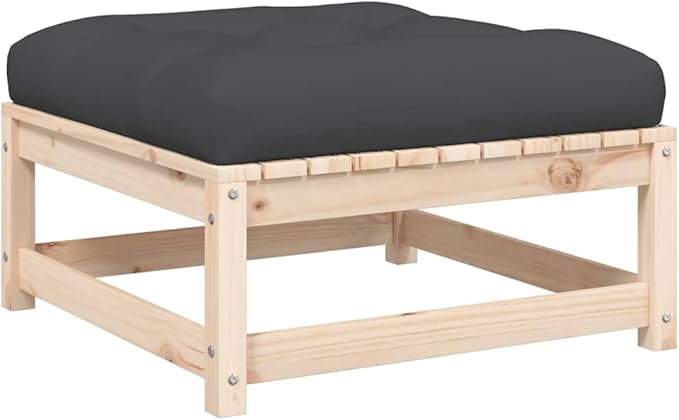 Rustic Garden Armless Sofa Solid Pine Wood Outdoor Seating with Weather-Resistant Cushions for Patio Balcony Backyard Comfortable Two-Person Bench