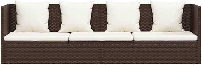 Brown PE Rattan Foldable Cushioned Sun Lounger with 4 Pillows and 7-Level Adjustable Backrest for Patio Garden Poolside - Photo 6