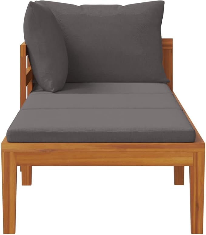 Solid Acacia Wood Patio Sun Lounger with Cushion, Durable Outdoor Sunbed for Garden and Backyard, Adjustable Armrest Design, All-Weather Resistant Furniture
