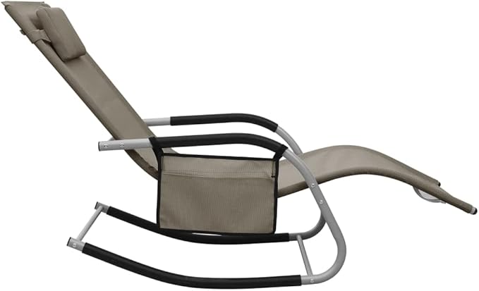 2-Pack Taupe Grey Outdoor Chaise Lounge Set 24.4 x 58.7 x 34.6 in Textilene Pool Loungers w/Detachable Side Pocket - Photo 5