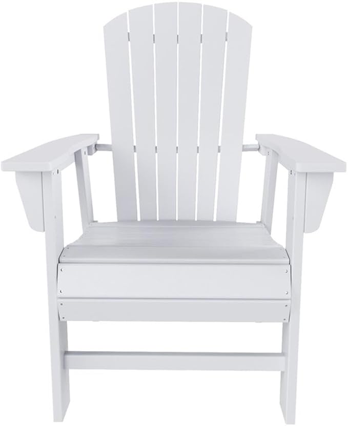 Costaelm Outdoor Adirondack Chair, HDPE Patio Balcony Pool Chair, Modern Front Porch Fire Pit Backyard Chair, Garden Resin Lounge Chair for Outside, White