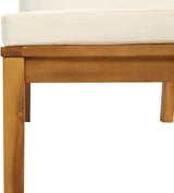 Cream White Modular Outdoor Sectional Middle Sofa 27.2 in Solid Acacia Wood Frame Patio Seating for Garden - Photo 6