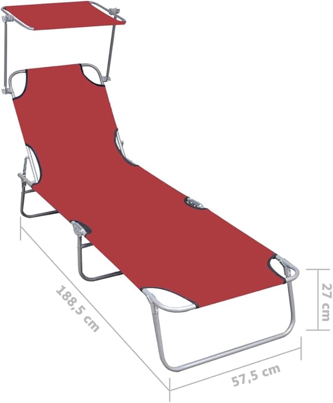 Folding Sun Lounger, Patio Chaise Lounge Chair, Outdoor Recliner Lounge Chair Sun Loungers - Photo 2