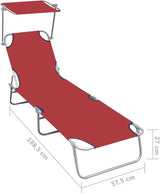 Folding Sun Lounger, Patio Chaise Lounge Chair, Outdoor Recliner Lounge Chair Sun Loungers - Photo 2