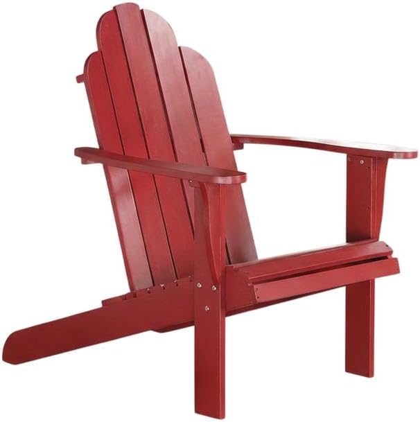 Red Adirondack Chair with Solid Acacia Wood, Durable Finish, Comfortable Design, Suitable for Outdoor Living Spaces